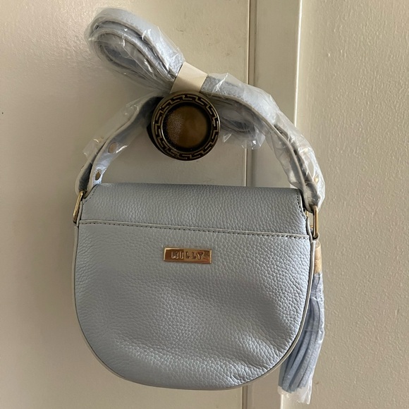 MILLY NEW Leather Astor Small Crossbody Bag in Light Blue/Gray - Picture 2 of 8